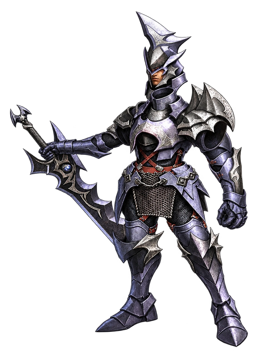 Dark Knight với giáp bạc đen và đại kiếm